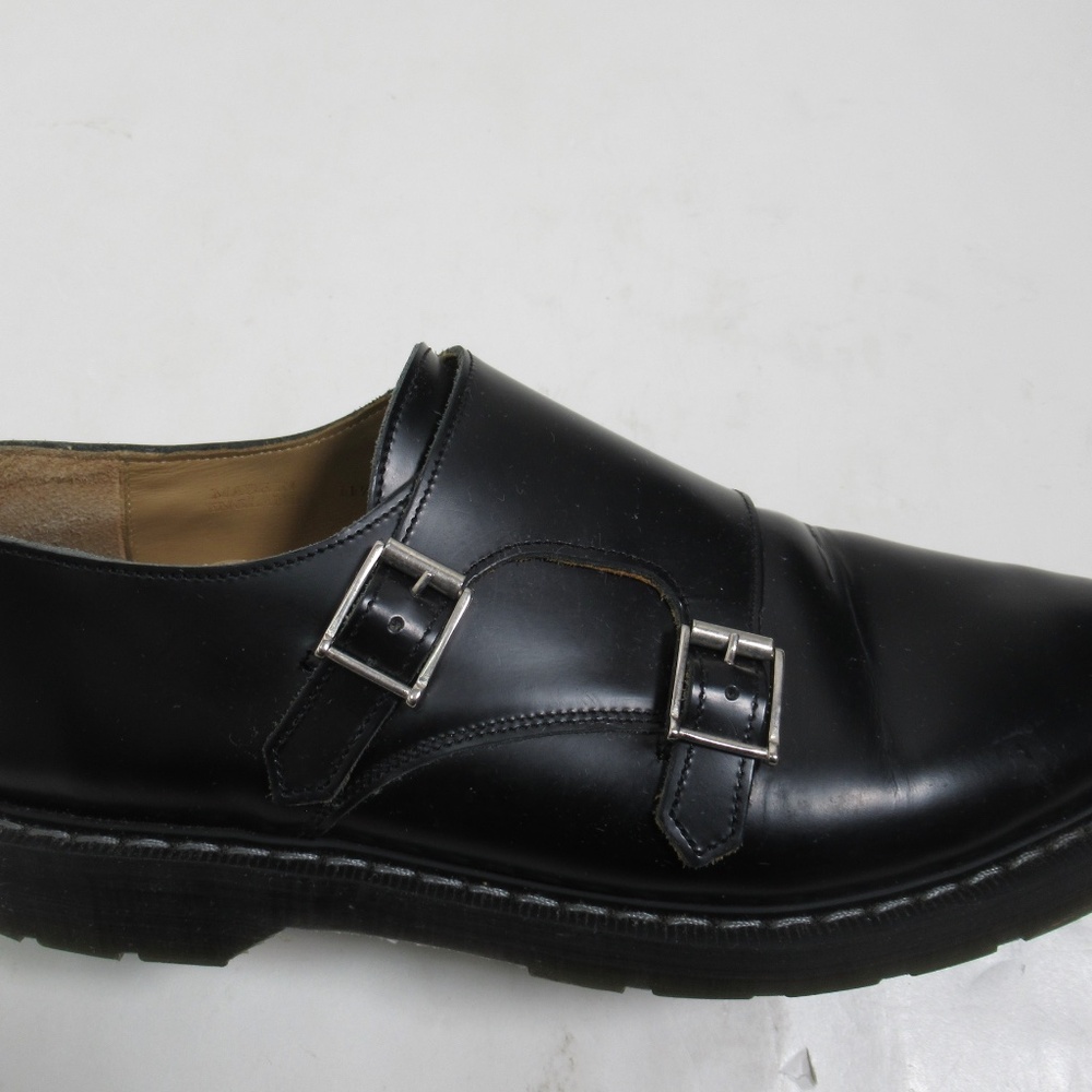 Solovair Men's Black Hi-Shine Double Buckle Monk Shoe Size 12.50 US / 11.5 UK